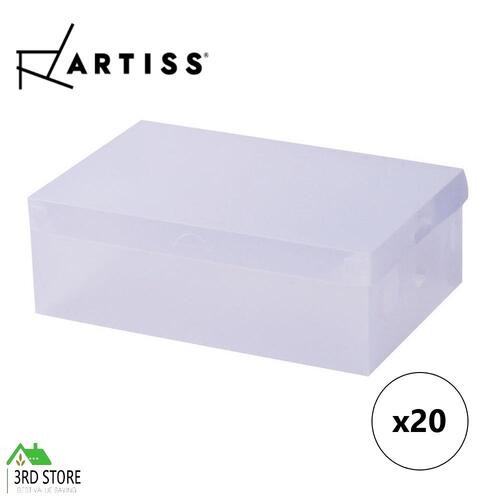 20X Transparent Clear Shoe Storage Box Foldable Portable Stackable Case Wardrobe
