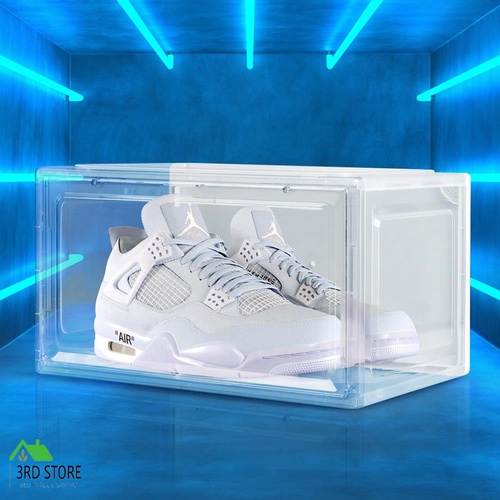 Premium Sneaker Display Case Shoe Storage Box Clear Plastic Magnetic 1PC