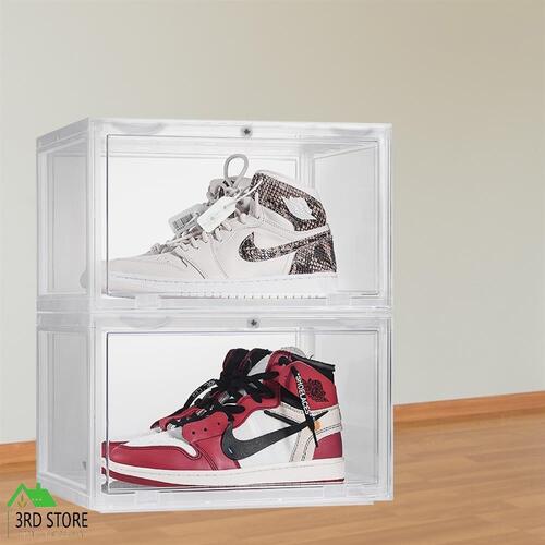 Premium Sneaker Display Case Shoe Storage Box Clear Plastic Magnetic 1PC