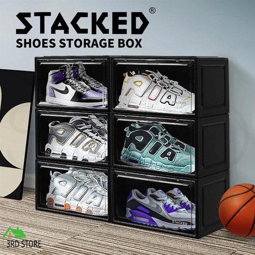Plastic Shoes Boxes Clear Sneaker Display Storage Case Stackable Container 6pk