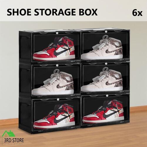 Plastic Shoes Boxes Clear Sneaker Display Storage Case Stackable Container 6pk