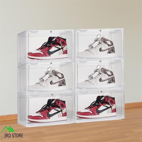 Sneaker Display Case Shoe Storage Box Clear Plastic Boxes Drawer Stackable 6pc