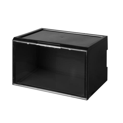 LED Voice Sneaker Display Case Lighted Shoe Storage Boxes  Magnetic Black 1PC