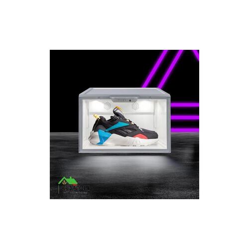 LED Sneaker Display Case Lighted Shoe Storage Boxes Sound Control Magnetic White