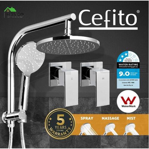 Cefito WELS 9'' Rain Shower Head Taps Round Handheld High Pressure Wall Chrome