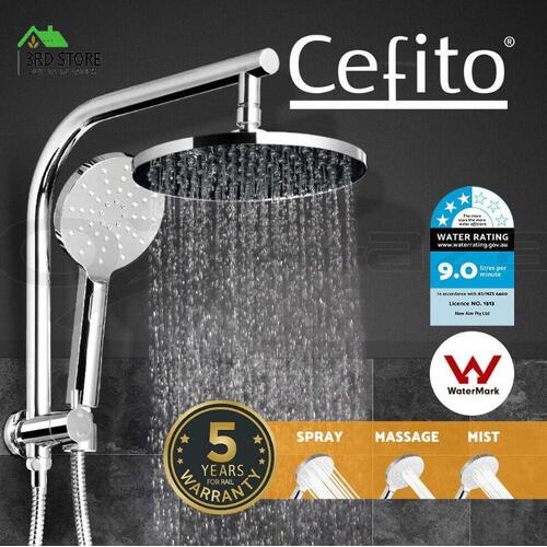 Cefito WELS 9'' Rain Shower Head Set Round Handheld High Pressure Wall Chrome