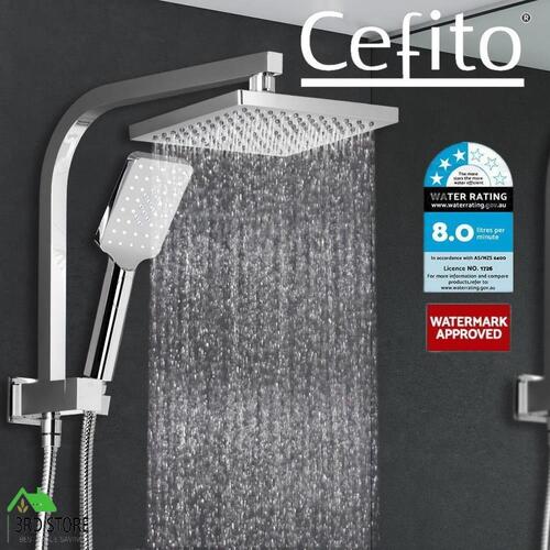 Cefito WELS 8'' Rain Shower Head Set Square Handheld High Pressure Wall Chrome