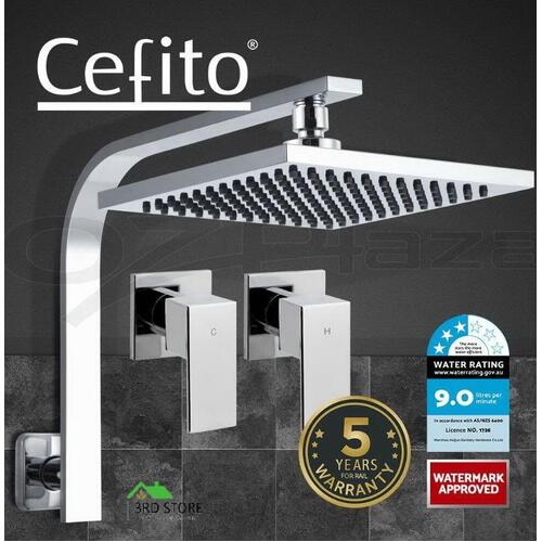 Cefito WElS 8'' Rain Shower Head Taps Square High Pressure Wall Arm DIY Chrome
