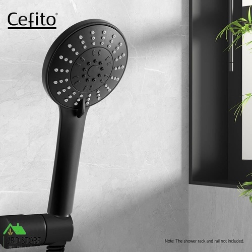 Handheld Shower Head 4.5" High Pressure 5 Modes Poweful Round Black