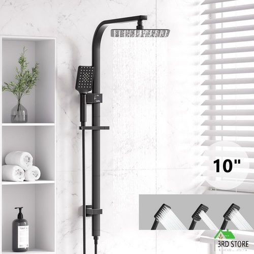 10'' Rain Shower Head Set Handheld Square High Pressure Black