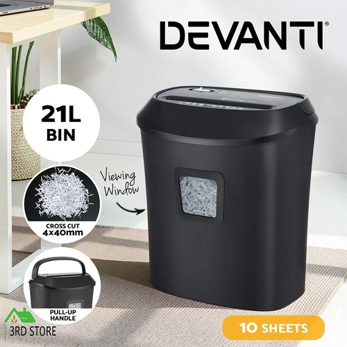Devanti Electric Paper Shredder for Home Office 10 A4 Paper Sheet Cross-Cut Paper