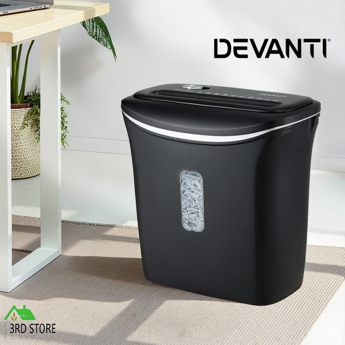 Devanti 12L Cross-Cut Shredder 8-Sheet Paper Home Office Credit Card