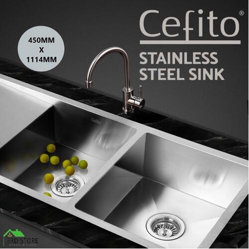Cefito Stainless Steel Kitchen Sink Under/Topmount Double 111X45CM
