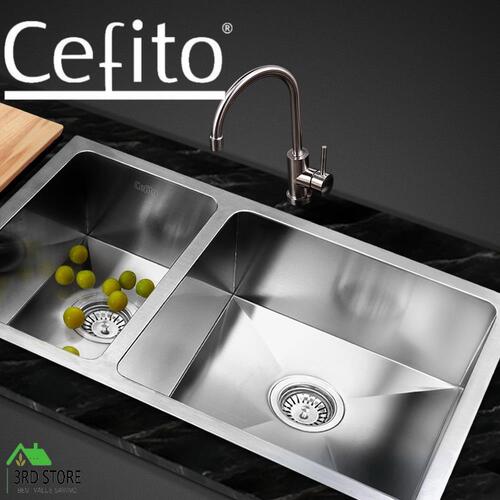 Cefito Stainless Steel Kitchen Sink Under/Topmount Laundry Double Bowl 710X450MM