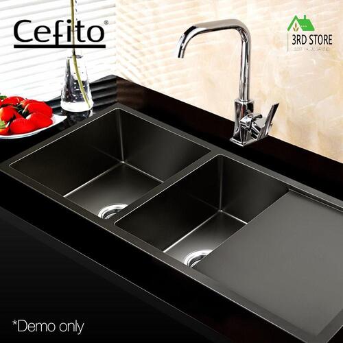 RETURNs Cefito Stainless Steel Kitchen Sink Under/Topmount Laundry Double Bowl 100X45CM