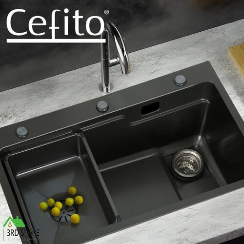 Cefito Kitchen Sink Basin Stainless Steel Under/Top/Flush Mount Bowl 750X450MM