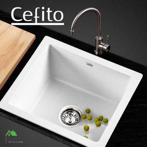 Cefito Stone Kitchen Sink Granite Under/Topmount Basin Bowl Laundry 460X410MM