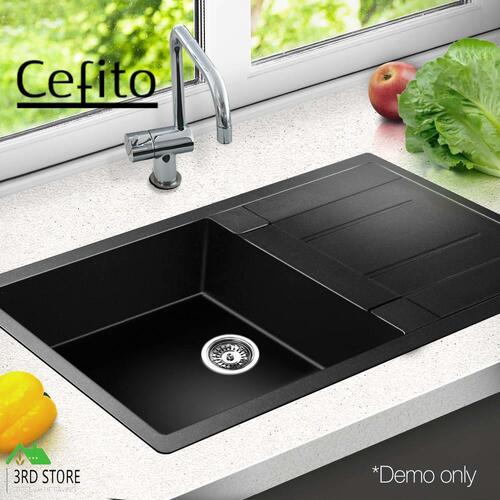 RETURNs Cefito Stone Kitchen Sink Granite Under/Topmount Basin Bowl Laundry 860X500MM