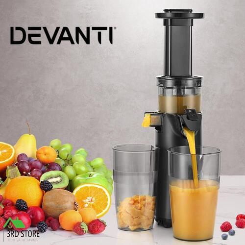 Devanti Slow Juicer Cold Press Fruit Extractor Vegetable Processor 130W Black
