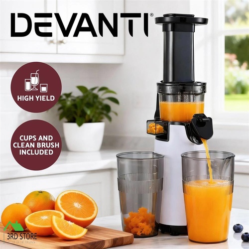 RETURNs Devanti Slow Juicer Cold Press Fruit Juice Extractor 130W White