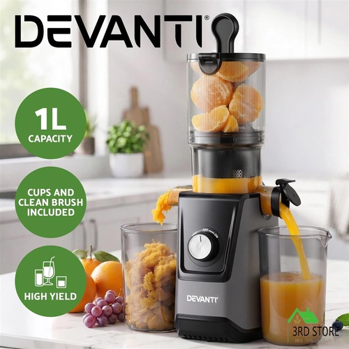 DEVANTI Slow Juicer Cold Press 200W for Fruit Vegetable Juice
