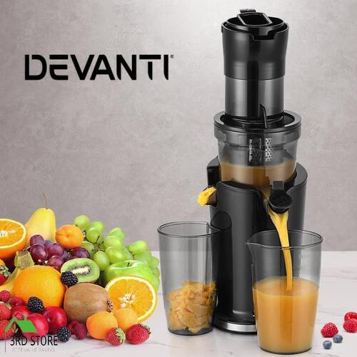 Devanti Slow Juicer Cold Press Fruit Extractor Vegetable Processor 200W Black