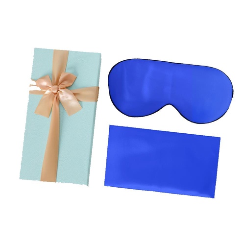 DreamZ 100% Mulberry Silk Pillow Case Eye Mask Set Royalblue Both Sided 25 Momme