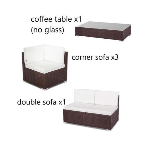 6PCS Outdoor Furniture Modular Lounge Sofa – Brown