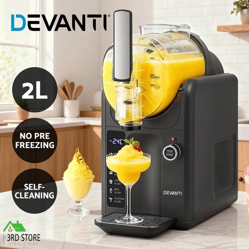RETURNs Devanti 5in1 Slushie Machine Ice Cream Maker 2L Grey