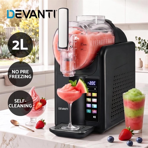 Devanti Slushie Machine 2L Frozen Drink Maker Ice Cream Cocktail Slush Maker Black