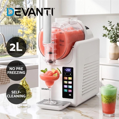 Devanti Slushie Machine 2L Frozen Drink Maker Ice Cream Cocktail Slush Maker White