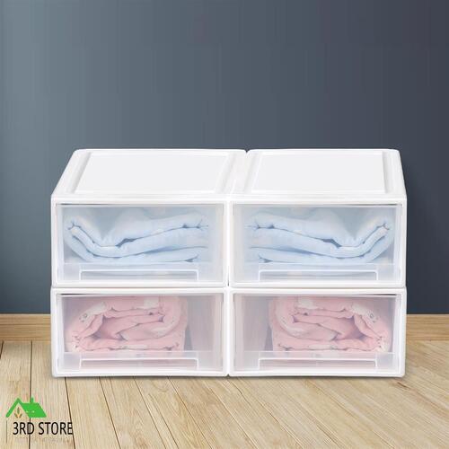 4x Storage Drawers Set Cabinet Tools Organiser Box Chest Plastic Stackable (M)