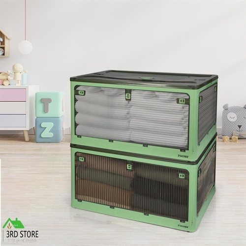 Storage Box Plastic Stackable Container Clothes Wardrobe Organiser 5 Side Open