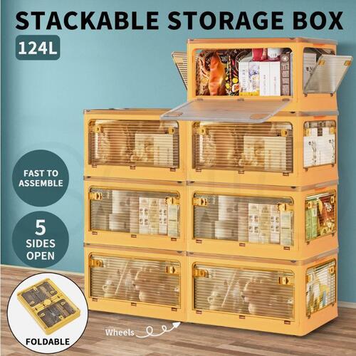 Large Storage Box Stackable Clothes Container Closet Organizer 5Side Open Wheels