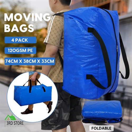 Moving Bags 4 Pack Waterproof With Backpack Straps For Easy Carry Storage