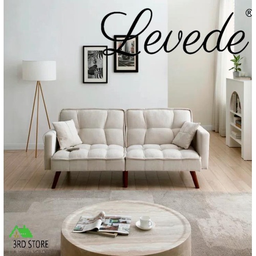 Levede Sofa Bed Futon Convertible Fabric Lounge Couch 3-Seater Recliner