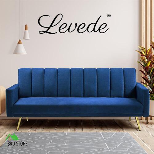Levede Sofa Bed Convertible Velvet Lounge Recliner Couch Sleeper 3 Seater