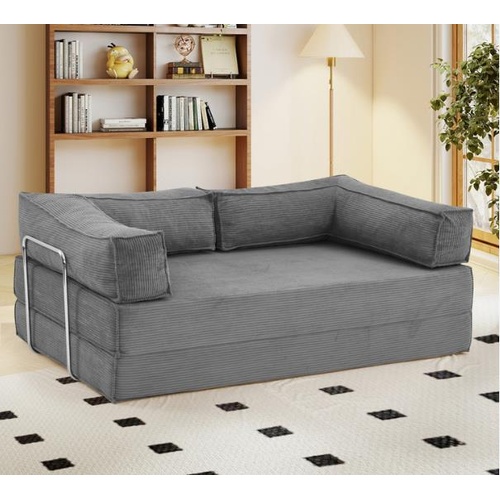 Famara 3 Seater Dark Grey Corduroy Compressed Sofa Bed