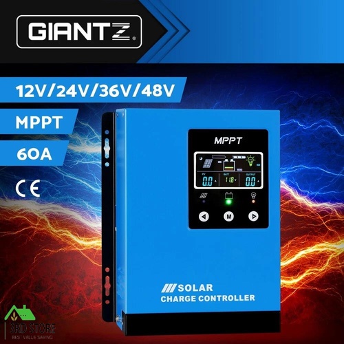 Giantz 60A MPPT Solar Charge Controller Auto 12V/24V/36V/48V Battery Regulator