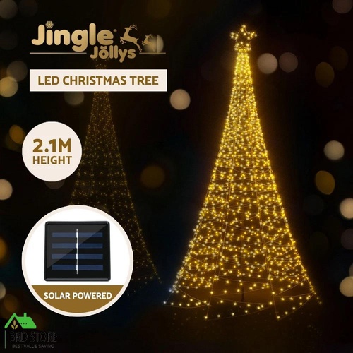 Jingle Jollys Solar Christmas Tree 2.1m 320 LED Net Lights Xmas Trees Decoration