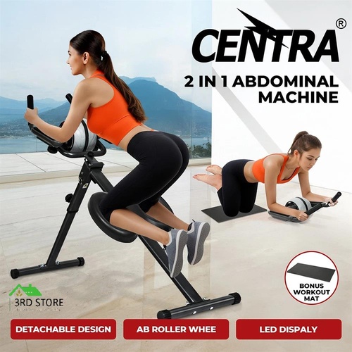 Centra Ab Crunch Machine Roller Wheel Abdominal Exerciser Gym Workout Equipment
