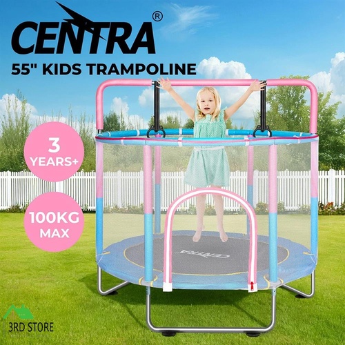 Centra 55" Kids Trampoline Mini Round Trampolines Enclosure Safety Net Rebounder