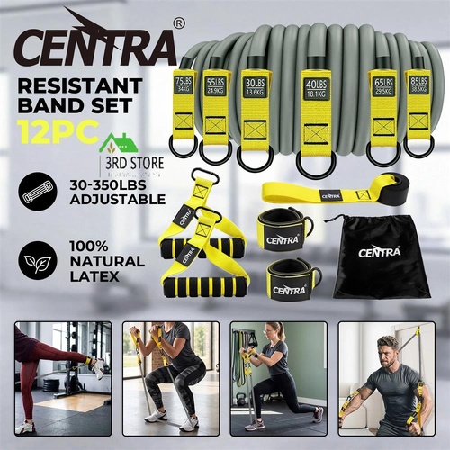 Centra 12 Pcs Resistance Bands Set Heavy Duty Workout Bands Strength Training