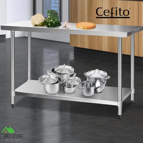 Cefito Stainless Steel Kitchen Benches Work Bench Food Prep Table 1524x610mm 304