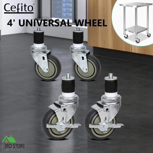 Cefito 4" Swivel Castor Wheels Stainless Steel Kitchen Bench Trolley Prep Table
