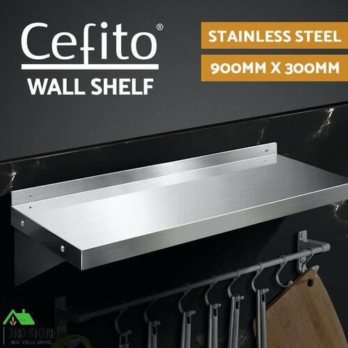 Stainless Steel Wall Shelf Kitchen Shelves Rack Mounted Display Shelving 900mm