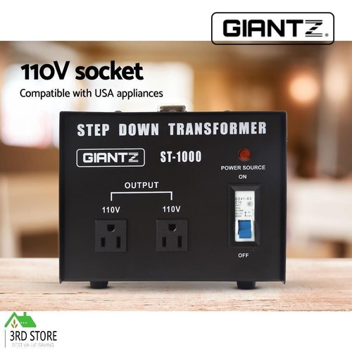 Giantz 1000W 240V TO 110V Step Down Stepdown Transformer Voltage Converter AU-US
