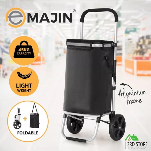RETURNs Emajin Foldable Shopping Cart Trolley Grocery Storage Portable Aluminum 45KG