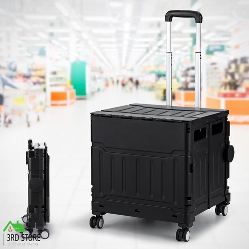 Emajin Shopping Trolley Cart PP Foldable Grocery Storage Portable Bag 75L Black