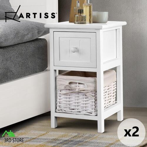 Artiss Bedside Tables Drawers Side Table Storage Cabinet Nightstand Bedroom x2